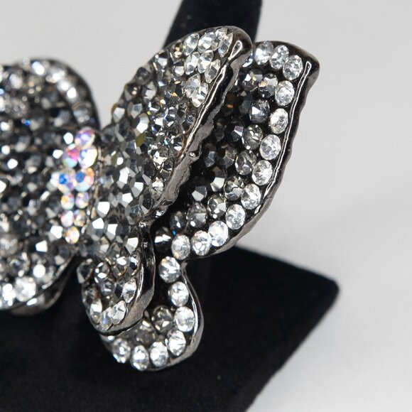Fashion Rhinestone Butterfly Ring Size 6.25 Adjustable Band - Picture 9 of 16